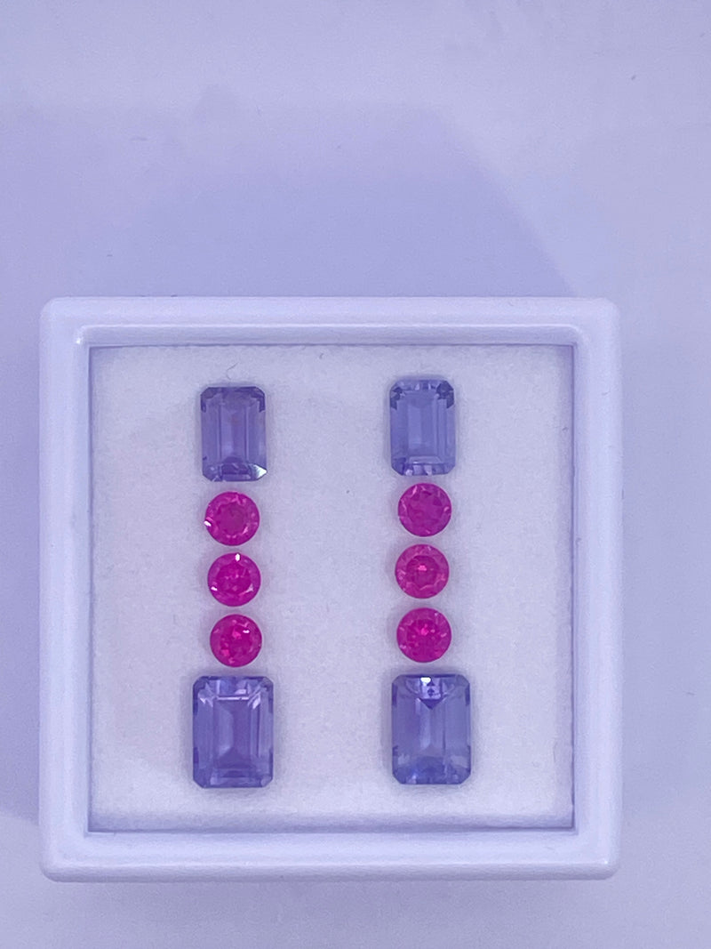 Iolite and Purple Garnet Earring Layout
