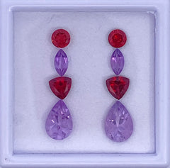 Red Garnet and Amethyst Earring Layout