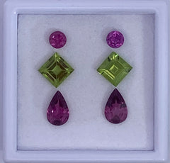 Peridot and Purple Garnet  Earring Layout