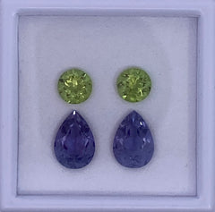 Peridot and Iolite Earring Layout